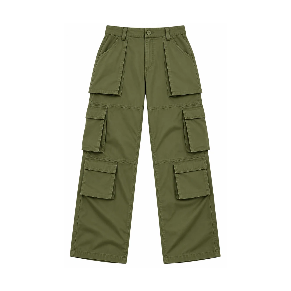 Utility Cargo Trousers in green color with multiple pockets