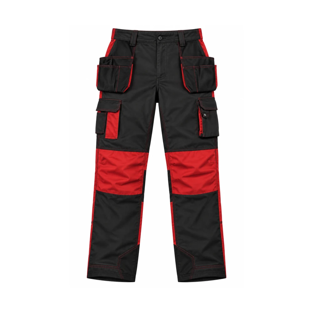 Contrast Panel Cargo Work Pant in black and red