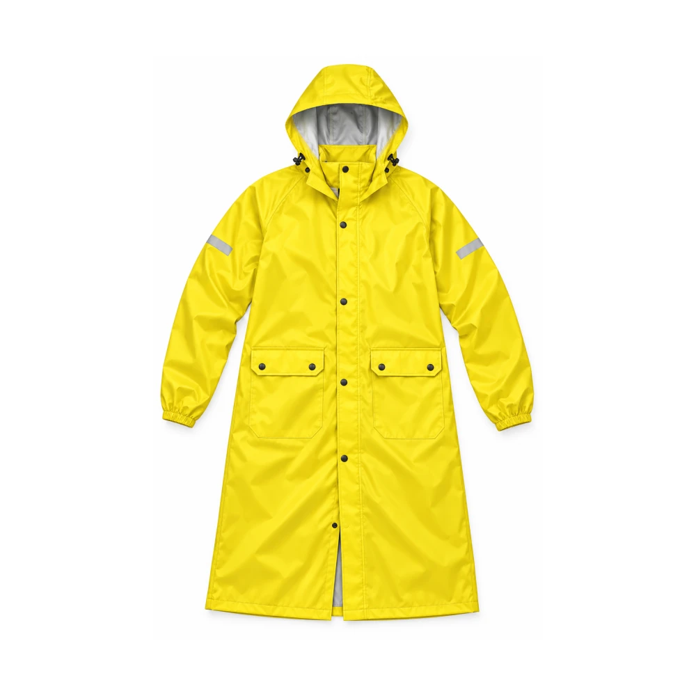 Longline Waterproof Hooded Raincoat in yellow