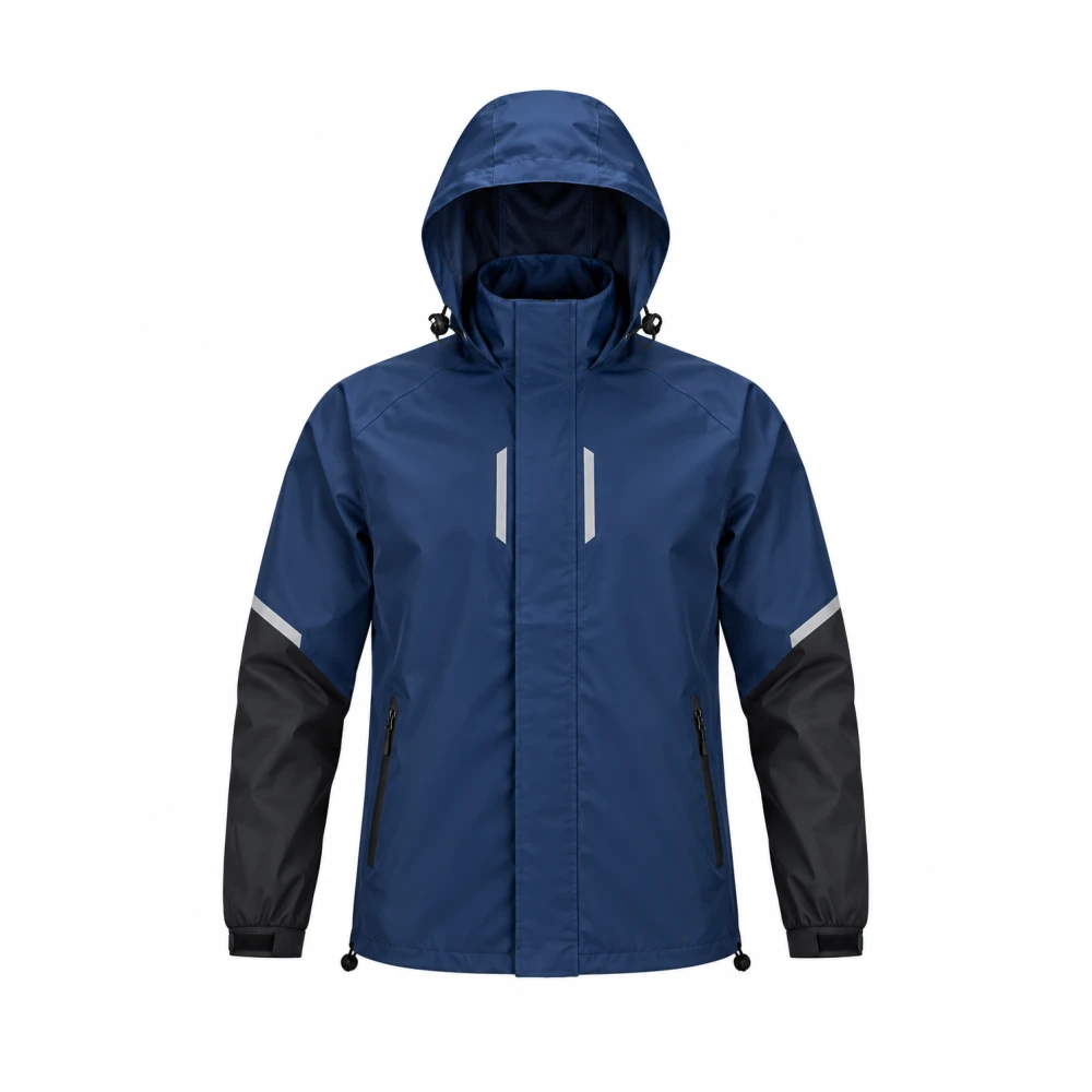 Custom Waterproof Rain Jacket in Navy Blue