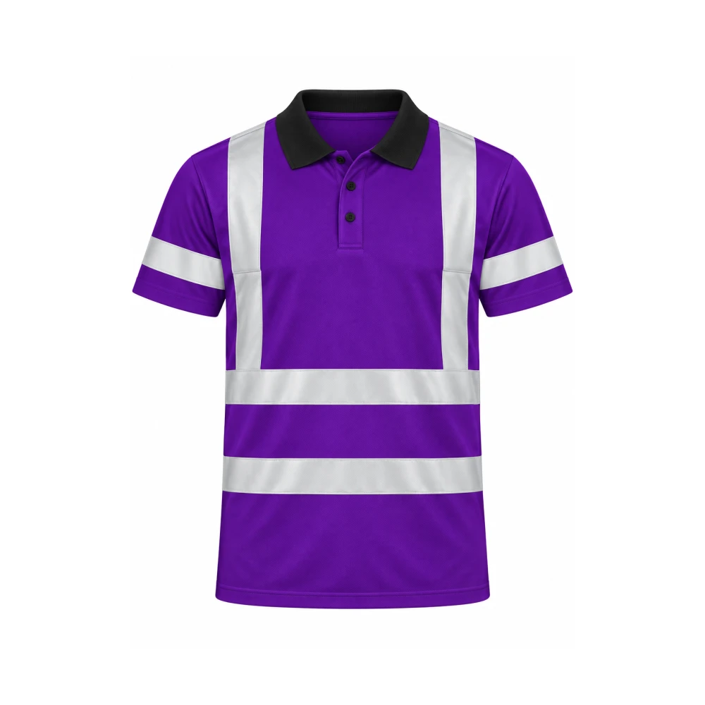 High Visibility Reflective Polo Shirt with reflective stripes